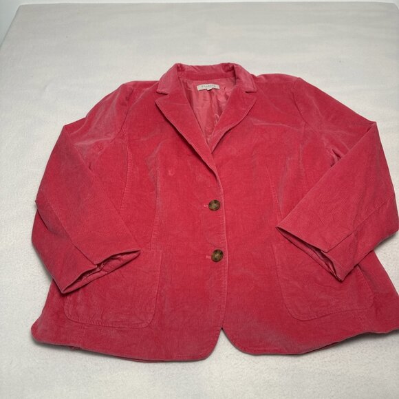 Talbots Blazer Size 20W Corduroy Pink Barbiecore Preppy Paris Office Jacket - Picture 1 of 14